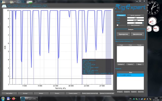 CW160 на зажимах плечей диполя 21 метр кабеля (D).JPG