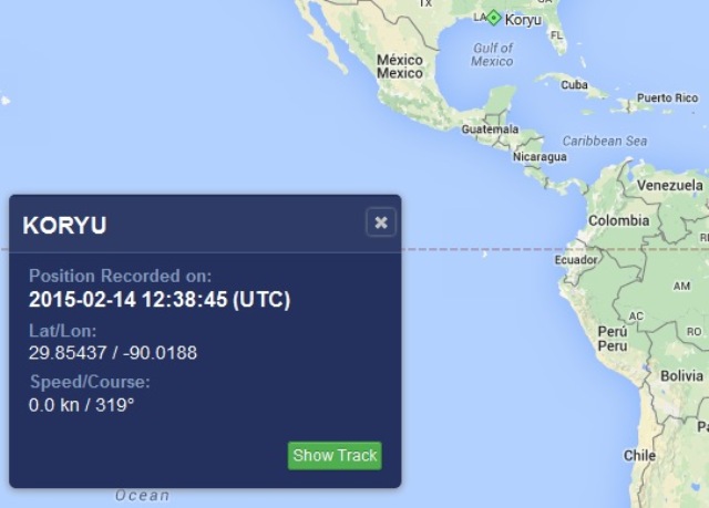 Карта перехода балкера Кору Новый Орлеан - Чили (приб. 22.02.15).jpg